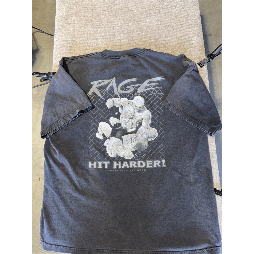 Vintage 2000s Cage Fighter MMA Mens Black T Shirt 2XL Double Sided